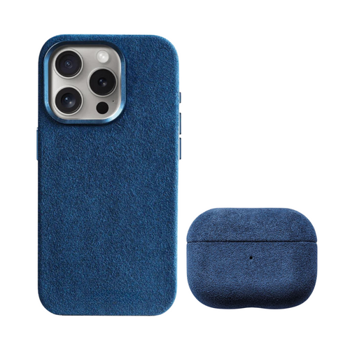Alcantara iPhone Case + AirPod Case - Midnight Blue Edition