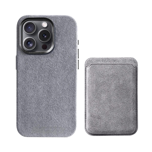 Alcantara iPhone Case + MagSafe Wallet - Moon Gray Edition