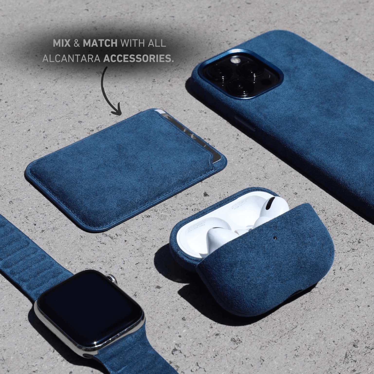 Alcantara iPhone Case + MagSafe Wallet - Midnight Blue Edition