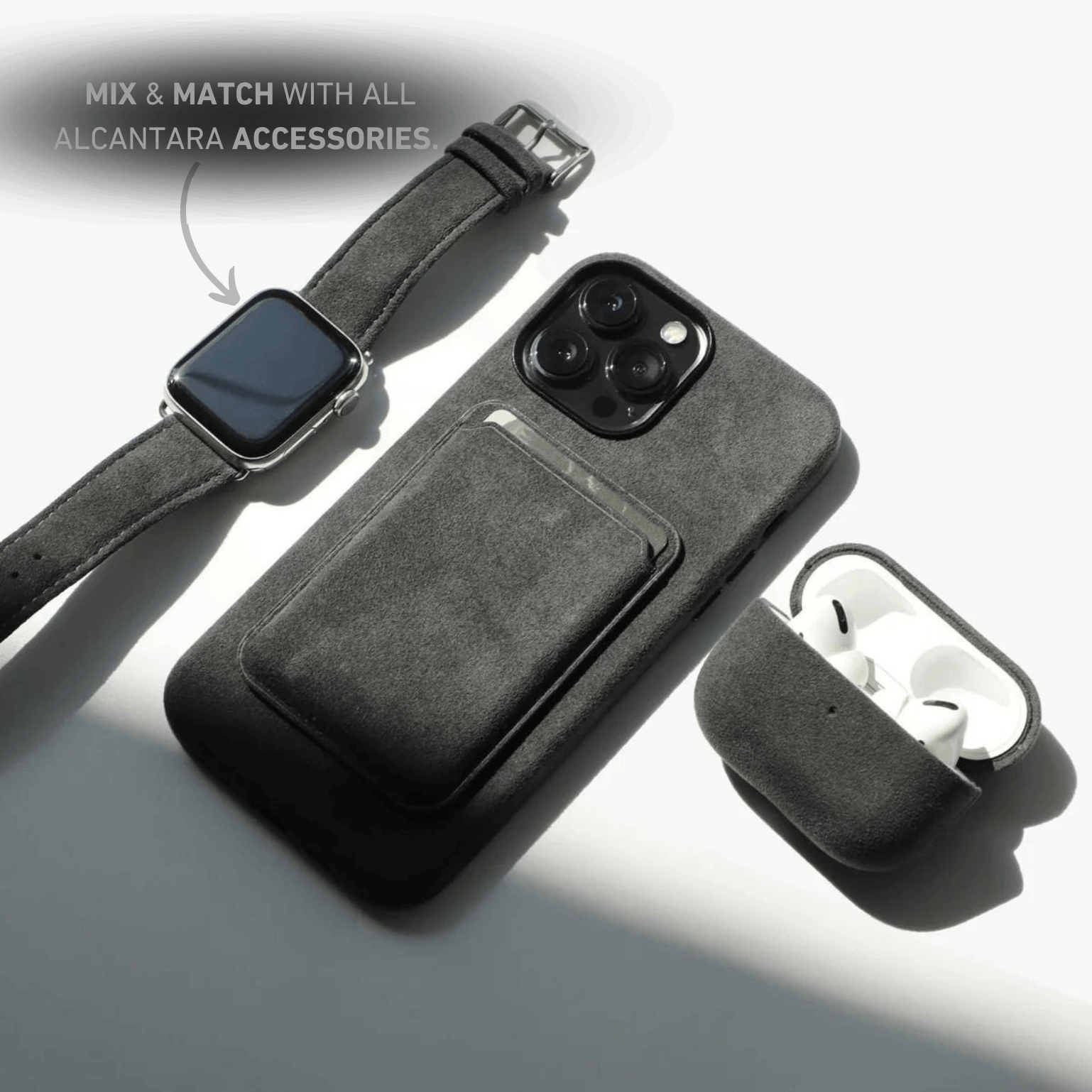 Alcantara iPhone Case + MagSafe Wallet - Space Gray Edition