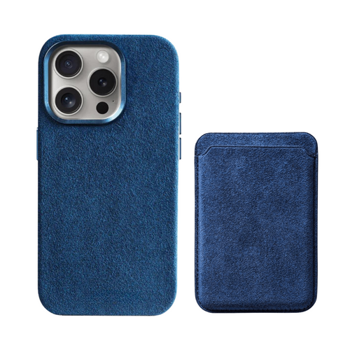 Alcantara iPhone Case + MagSafe Wallet - Midnight Blue Edition