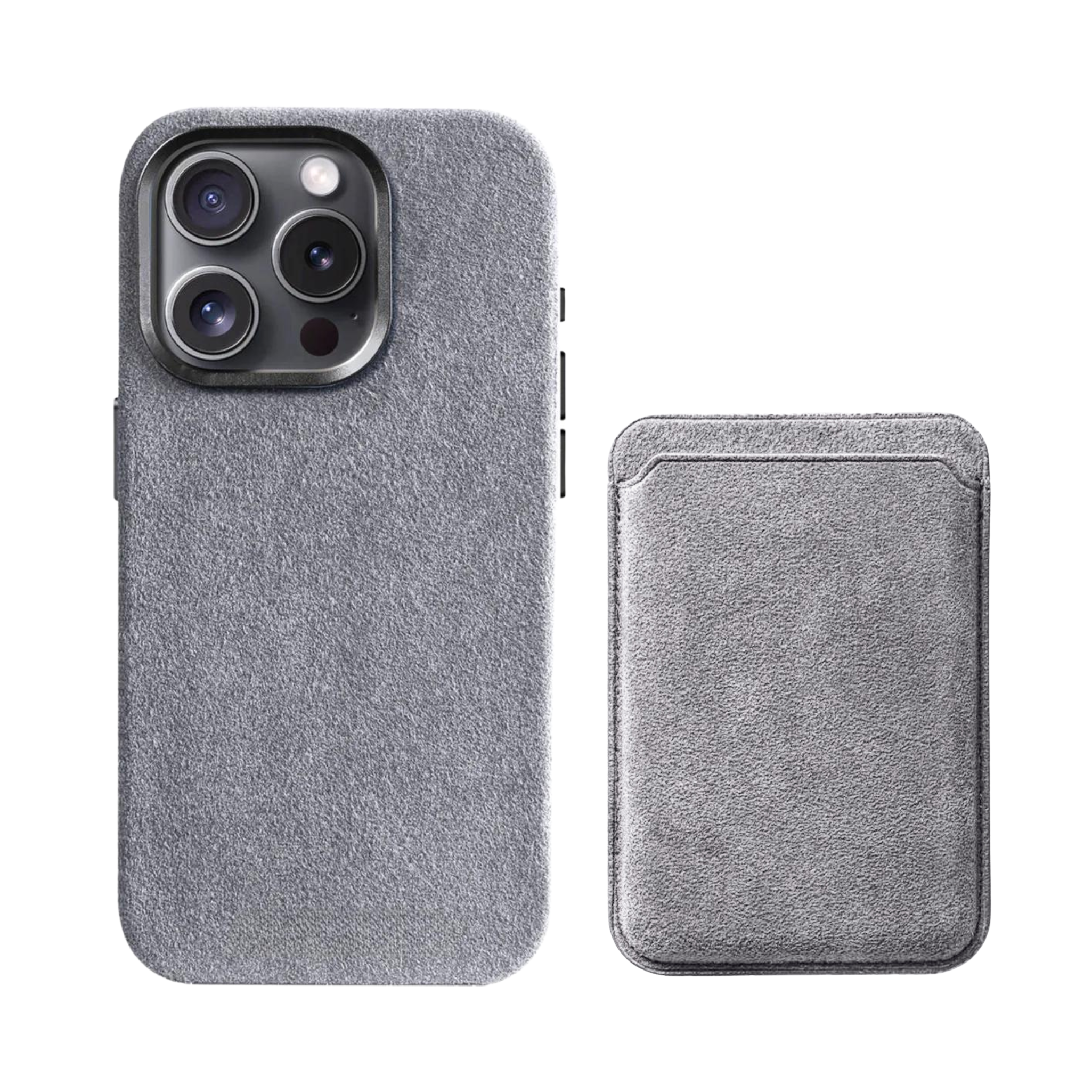 Alcantara iPhone Case + MagSafe Wallet - Moon Gray Edition