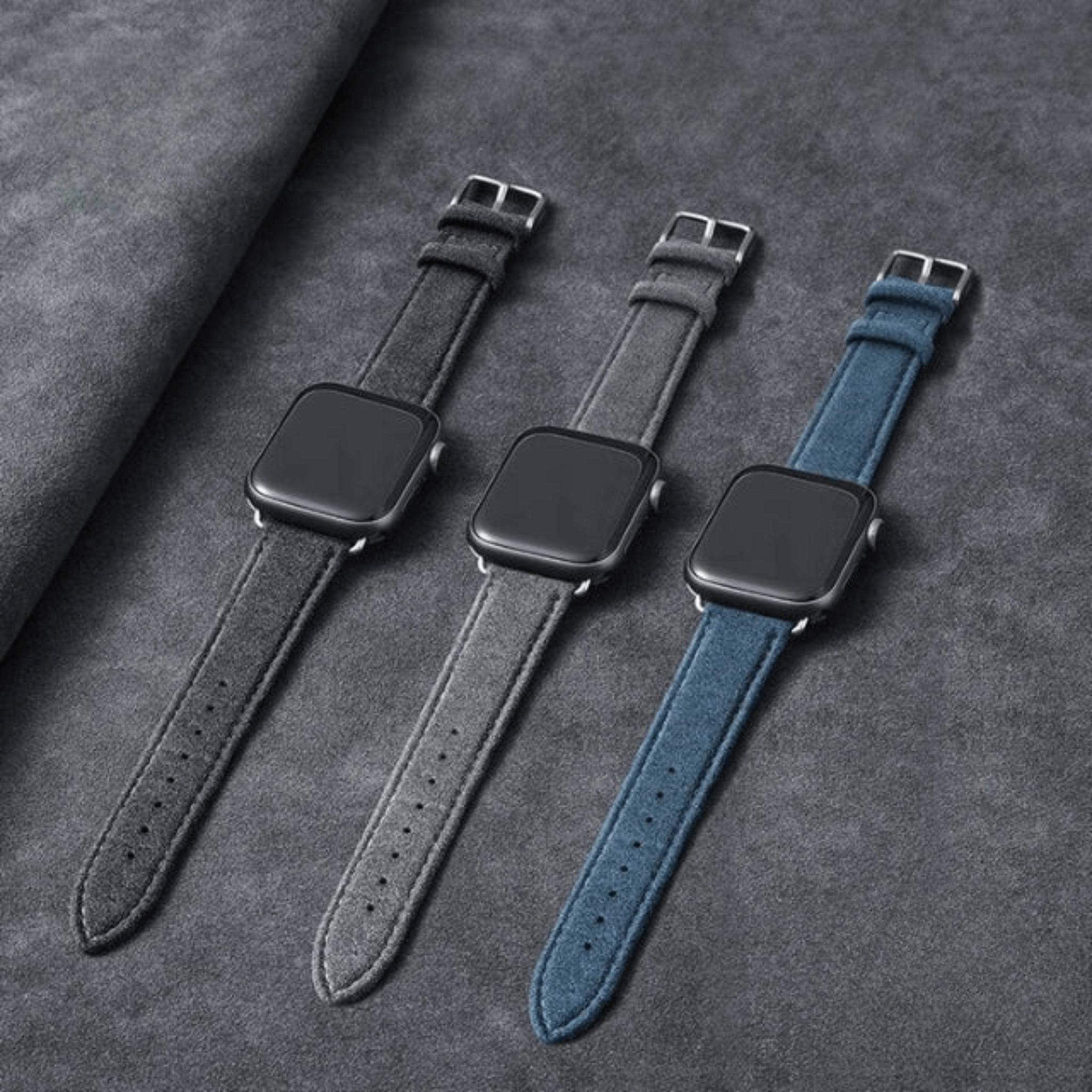 Alcantara Apple Watch Strap / Moon Gray / 42/44/45 & Ultra (49mm) /  Buckle